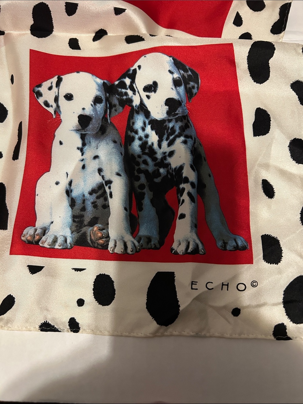 Vintage ECHO Dalmatian Collector’s Silk Scarf - Red, Black & White